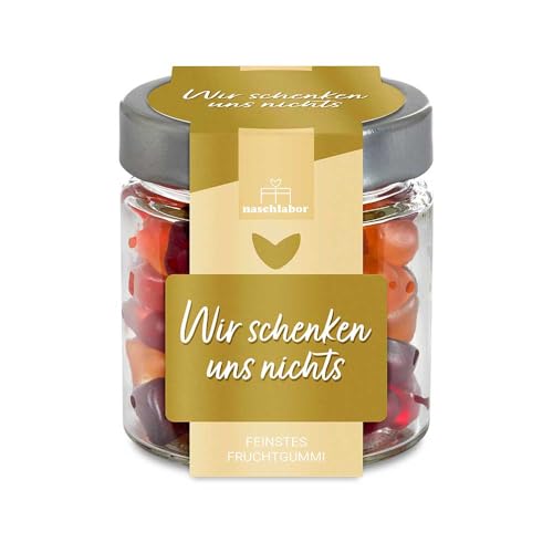 Wir schenken uns nichts Fruchtgummi in Geschenkglas 120g | Süße Kleinigkeit | Mitbringsel für Weihnachten, Geburtstag, Ostern | Spaßgeschenk | Für alle, die sich nichts wünschen Wir schenken uns nichts Fruchtgummi in Geschenkglas 120g | Süße Kleinigkeit | Mitbringsel für Weihnachten, Geburtstag, Ostern | Spaßgeschenk | Für alle, die sich nichts wünschen von naschlabor