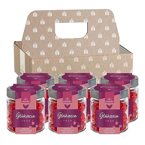 naschlabor | Glühwein To Go | 6x Weihnachtspräsent für Freund, Freundin und Familie | alkoholfrei und aromatisch | Gummibärchen im hochwertigen Rundglas mit praktischem Sixpack Karton naschlabor | Glühwein To Go | 6x Weihnachtspräsent für Freund, Freundin und Familie | alkoholfrei und aromatisch | Gummibärchen im hochwertigen Rundglas mit praktischem Sixpack Karton von naschlabor