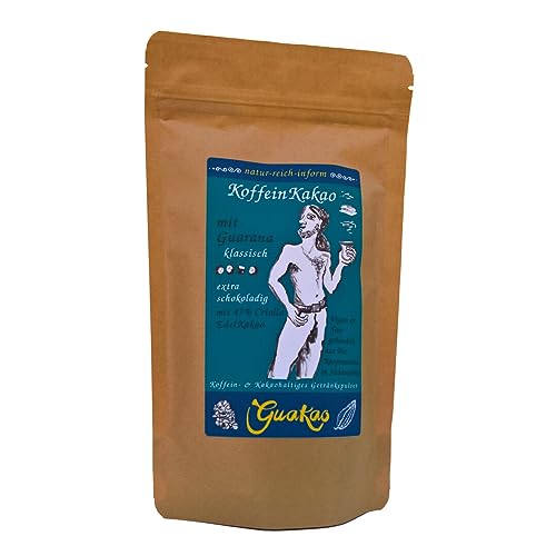GuaKao klassisch - der KoffeinKakao mit Guarana. Das Getränkepulver mit 14% koffeinhaltigem Guarana, extra schokoladig mit über 40% Criollo-Edelkakao und dezent gesüßt. von natur-reich-inform