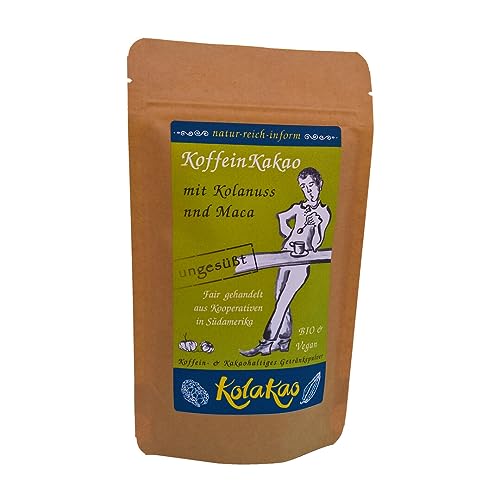 KolaKao mit Maca, ungesüßt - der KoffeinKakao mit 50% koffeinhaltiger Kolanuss und 15% Maca, schokoladig durch Criollo-Edelkakao, mit einer Tonkanote und gänzlich ohne Zuckerzugabe. von natur-reich-inform