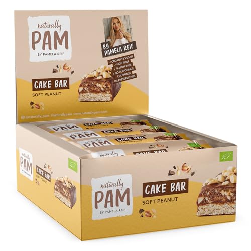 Naturally Pam Cake Bar – Bio & veganer Haferriegel, glutenfrei & ohne Rohrzucker – Natürlich leckerer Müsliriegel-Snack von Pamela Reif - Soft Peanut 12x44g von naturally PAM BY PAMELA REIF