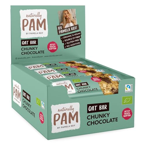 Naturally Pam Oat Bar – Bio & veganer Haferriegel, glutenfrei & ohne Rohrzucker – Natürlich leckerer Müsliriegel-Snack von Pamela Reif - Chunky Chocolate 12x40g von naturally PAM BY PAMELA REIF