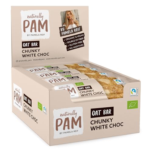 Naturally Pam Oat Bar – Bio & veganer Haferriegel, glutenfrei & ohne Rohrzucker – Natürlich leckerer Müsliriegel-Snack von Pamela Reif - Chunky White Choc 12x40g von naturally PAM BY PAMELA REIF