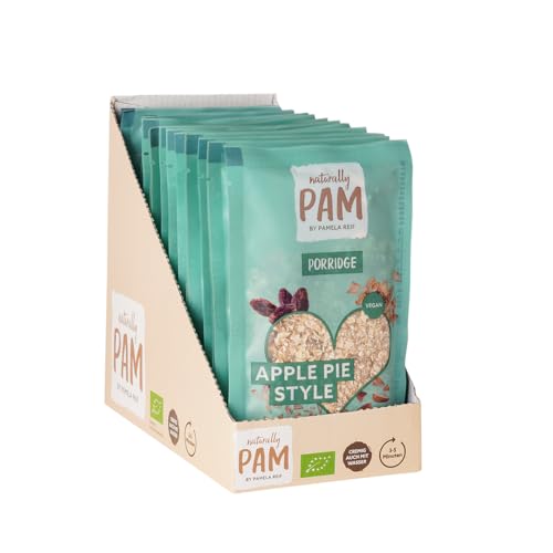 Naturally Pam Porridge - Veganes Bio Oatmeal Müsli mit Vollkornhaferflocken für zwischendurch mit einfacher Zubereitung | Extra cremiger Haferbrei mit 225 kcal pro Portion | Apple Pie Style - 12x60g von naturally PAM BY PAMELA REIF