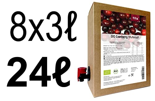 Tilia BIO Cranberry Muttersaft - 100% Direktsaft 24 Liter ( 8 x 3 Liter ) von naturi.me