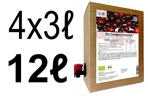 Tilia BIO Cranberry Muttersaft - 100% Direktsaft 12 Liter (4 x 3 Liter) von naturi.me