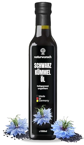naturwunsch Schwarzkümmelöl 1000ml, Ungefiltert, Kaltgepresst, Frisch in Deutschland hergestellt - Ägyptische Nigella sativa Samen naturwunsch Schwarzkümmelöl 1000ml, Ungefiltert, Kaltgepresst, Frisch in Deutschland hergestellt - Ägyptische Nigella sativa Samen von naturwunsch