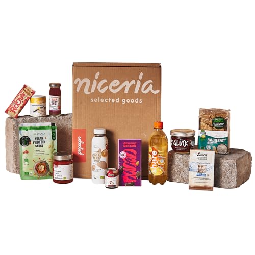 niceria selected Box - exklusive Auswahl vegetarischer und veganer Lebensmittel, Süßigkeiten und Getränke, aus nachhaltiger Produktion, Geschenkidee, mit 12-15 Produkten im Wert von über 40€ von niceria