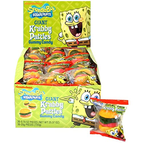Spongebob Squarepants Giant Krabby Patties Gummy Candy (Pack of 36) von Nickelodeon