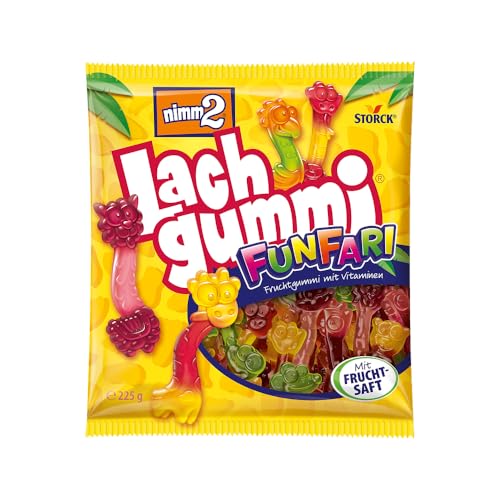 nimm2 Lachgummi FunFari – 1 x 225g – Fruchtgummi mit Fruchtsaft und Vitaminen von nimm2 Lachgummi