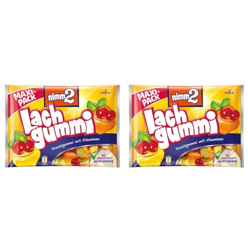 nimm2 Lachgummi – 1 x 376g Maxi Pack – Fruchtgummi mit Fruchtsaft und Vitaminen (Packung mit 2) von nimm2 Lachgummi