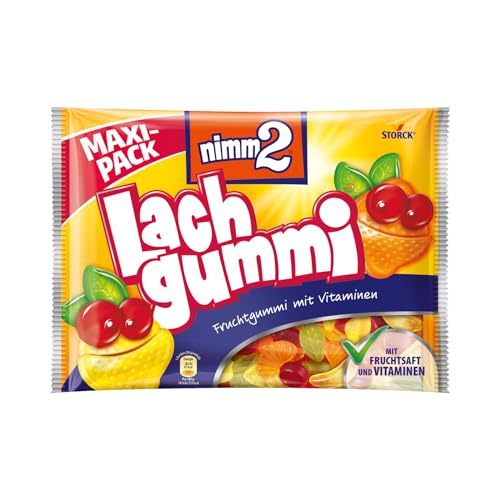 nimm2 Lachgummi – 1 x 376g Maxi Pack – Fruchtgummi mit Fruchtsaft und Vitaminen von nimm2 Lachgummi