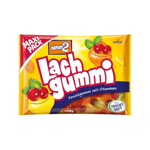 nimm2 Lachgummi – 1 x 376g Maxi Pack – Fruchtgummi mit Fruchtsaft und Vitaminen von nimm2 Lachgummi