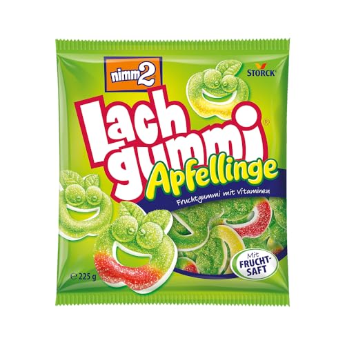 nimm2 Lachgummi Apfellinge – 1 x 225g – Saure Fruchtgummis mit Fruchtsaft und Vitaminen von nimm2 Lachgummi