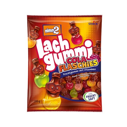 nimm2 Lachgummi Cola Flaschies – 1 x 200g – Fruchtgummi mit Cola- und Fruchtgeschmack – Fruchtsaft und Vitaminen von nimm2 Lachgummi