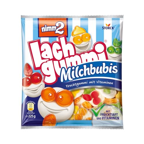 nimm2 Lachgummi Milchbubis – 1 x 225g – Fruchtgummi mit Fruchtsaft, Vitaminen und Milch nimm2 Lachgummi Milchbubis – 1 x 225g – Fruchtgummi mit Fruchtsaft, Vitaminen und Milch von nimm2 Lachgummi