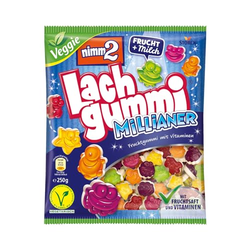 nimm2 Lachgummi Millianer – 1 x 250g – Vegetarisches Fruchtgummi mit Fruchtsaft, Vitaminen und Milch von nimm2 Lachgummi