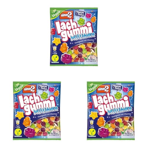 nimm2 Lachgummi Millianer – 3 x 250g – Vegetarisches Fruchtgummi mit Fruchtsaft, Vitaminen und Milch von nimm2 Lachgummi