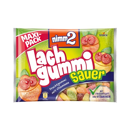 nimm2 Lachgummi Sauer – 1 x 376g Maxi Pack – Saure Fruchtgummis mit Fruchtsaft und Vitaminen von nimm2 Lachgummi