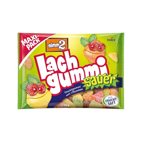 nimm2 Lachgummi Sauer – 1 x 376g Maxi Pack – Saure Fruchtgummis mit Fruchtsaft und Vitaminen von nimm2 Lachgummi