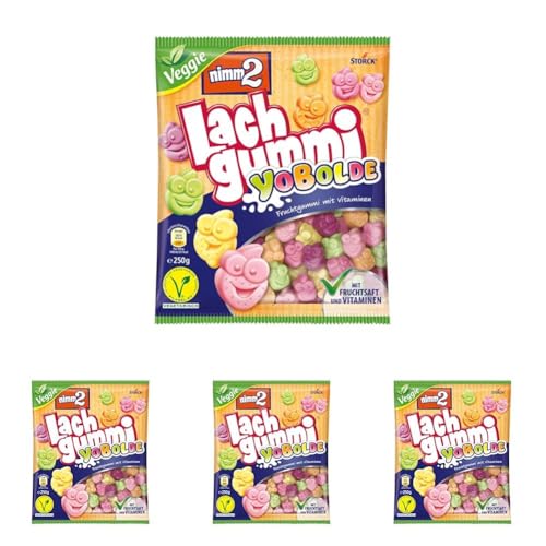 nimm2 Lachgummi Yobolde – 4 x 250g – Vegetarisches Fruchtgummi mit Fruchtsaft, Vitaminen und Joghurt von nimm2 Lachgummi