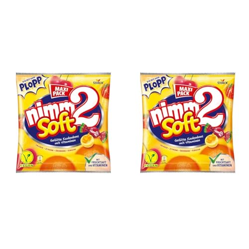 nimm2 Soft – 2 x 345g Maxi Pack – Gefüllte Kaubonbons in vier Sorten mit Fruchtsaft und Vitaminen von nimm2 soft