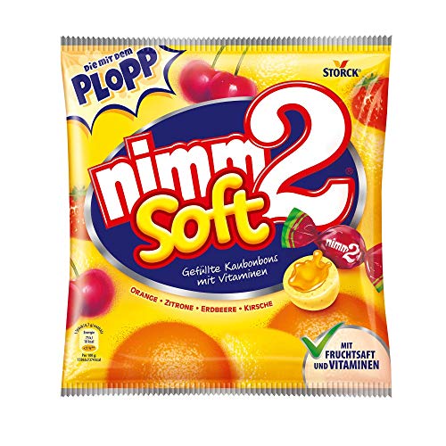 nimm2 Soft – 195g – Gefüllte Kaubonbons in vier Sorten mit Fruchtsaft und Vitaminen nimm2 Soft – 195g – Gefüllte Kaubonbons in vier Sorten mit Fruchtsaft und Vitaminen von nimm2 soft