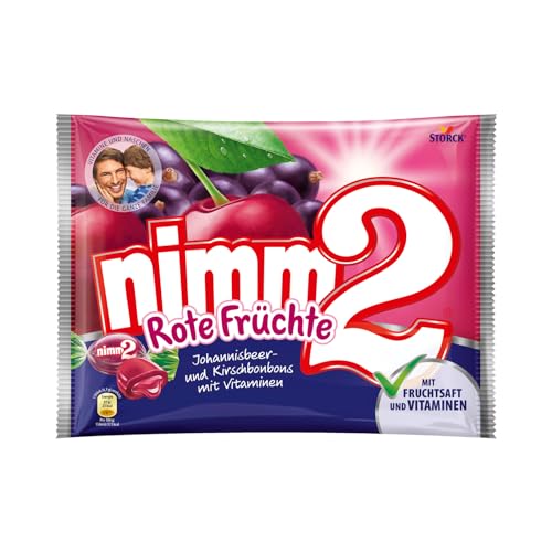 nimm2 Bonbons Rote Früchte – 1 x 429g – Gefüllte Bonbons mit Fruchtsaft und Vitaminen von nimm2