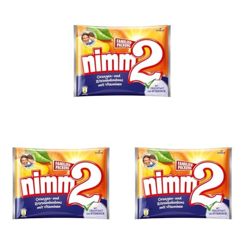 nimm2 Bonbons – 3 x 429g – Gefüllte Bonbons mit Fruchtsaft und Vitaminen von nimm2