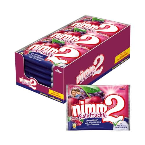 nimm2 Bonbons Rote Früchte – 20 x 240g – Gefüllte Bonbons mit Fruchtsaft und Vitaminen von nimm2