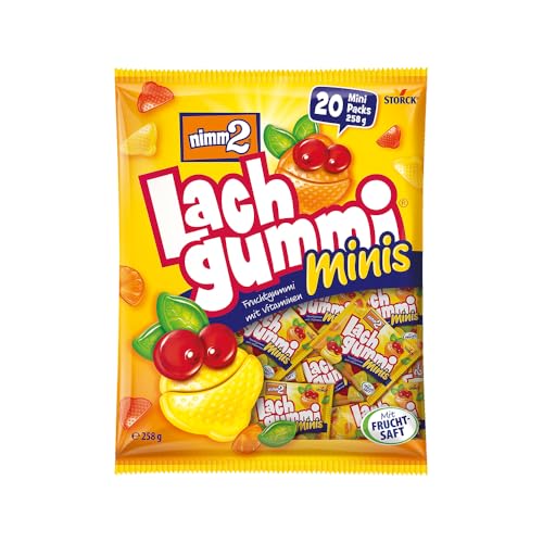 nimm2 Lachgummi Minis – 1 x 210g (20 Mini Packs) – Fruchtgummi mit Fruchtsaft und Vitaminen von nimm2 Lachgummi