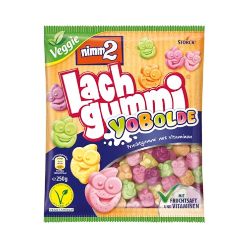 nimm2 Lachgummi Yobolde – 1 x 250g – Vegetarisches Fruchtgummi mit Fruchtsaft, Vitaminen und Joghurt von nimm2 Lachgummi