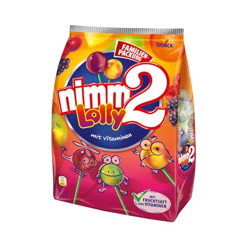 nimm2 Lolly – 1 x 200g – Frucht-Stielbonbon mit Fruchtsaft und Vitaminen (1er Pack) von nimm2