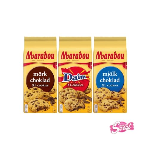 Marabou Cookies Premium Auswahl - Vollmilch, Daim & Zartbitter, 3er Pack, Schwedische Schokoladenkekse, 300g von nohawa