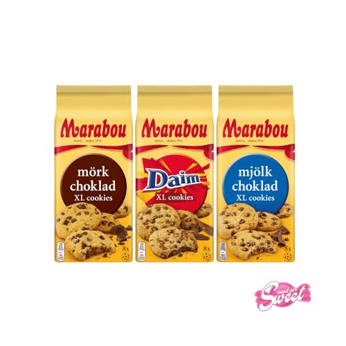 Marabou Cookies Premium Auswahl - Vollmilch, Daim & Zartbitter, 3er Pack, Schwedische Schokoladenkekse, 300g von Nohawa