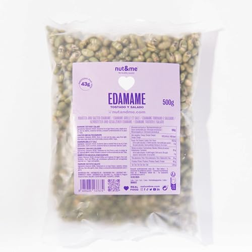 Edamame Bohnen 500 gr nut&me | Sojabohnen geröstet leicht gesalzen | Glutenfrei und ohne zugesetzten Zucker | Reich an Proteinen | Knuspriger Snack | von nut&me