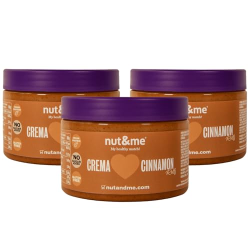 Pekannusscreme 750 gr nut&me | Geschmacksrichtung Cinnamon Roll | Auf Basis von Pekannüssen, Mandeln, Datteln, Zimt, Ingwer| Glutenfrei|Laktosefrei| Ohne zugesetzten Zucker|Vegan|Verpackung 3 x 250 g von nut&me