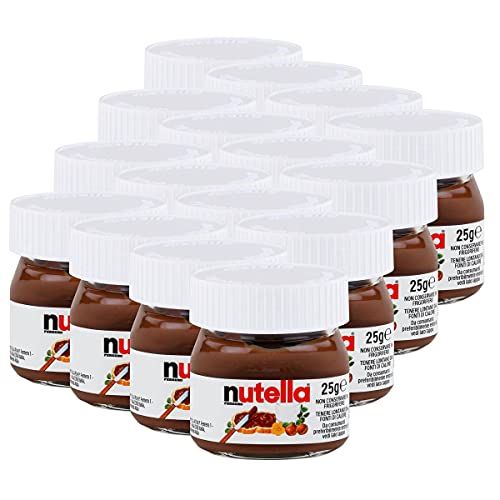 Ferrero Nutella Kleines Mini Design Glas 16er Set a 25g, Brotaufstrich, Nussnugatcreme, Schokoladen Auftrich von Nutella