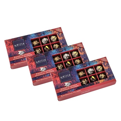 Bio Dattel-Pralinen 3 Stk. Ohne Zusatz von raffiniertem Zucker & Ohne Palmöl -Vegan-Gluten- und laktosefrei I Ohne Konservierungsstoffe | 5 Sorten | Exotische Aromen | Handgemacht | Made in Germany von odilia