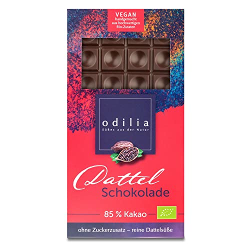 Odilia Dunkle Verführung: 70g Bio Dattel Schokolade | & Vegan und Ohne raffinierten Zucker (Dattelsüße) | 85% Kakao | Handgefertigt Made in Germany Odilia Dunkle Verführung: 70g Bio Dattel Schokolade | & Vegan und Ohne raffinierten Zucker (Dattelsüße) | 85% Kakao | Handgefertigt Made in Germany von odilia