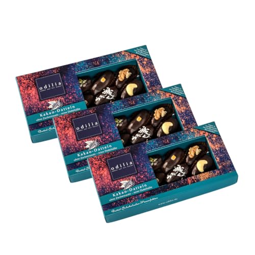 Bio Kakao Datteln Pralinen 3 Stk. - Ohne Zusatz von Zucker & Ohne Palmöl - Vegan - Gluten- und laktosefrei I Ohne Konservierungsstoffe | Handgefertigt | Made in Germany | Perfekte Geschenkidee Bio Kakao Datteln Pralinen 3 Stk. - Ohne Zusatz von Zucker & Ohne Palmöl - Vegan - Gluten- und laktosefrei I Ohne Konservierungsstoffe | Handgefertigt | Made in Germany | Perfekte Geschenkidee von odilia