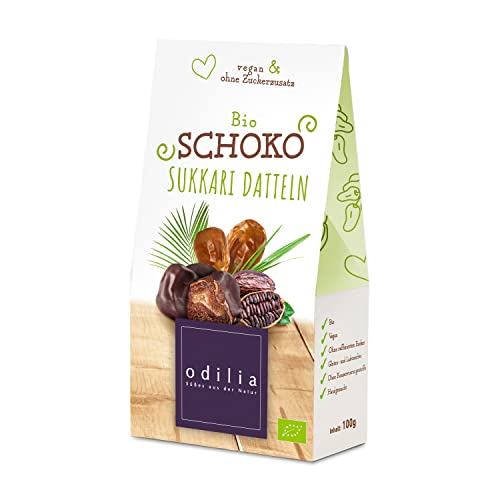 Odilia Bio Schoko Sukkari Datteln 100g in zarter Schokolade | Vegane & glutenfreie Nascherei | Ohne raffinierten Zucker | Mit Datteln gesüßt | Made in Germany Odilia Bio Schoko Sukkari Datteln 100g in zarter Schokolade | Vegane & glutenfreie Nascherei | Ohne raffinierten Zucker | Mit Datteln gesüßt | Made in Germany von odilia