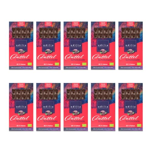 Odilia Dunkle Verführung: 70g Bio Dattel Schokolade | & Vegan und Ohne raffinierten Zucker (Dattelsüße) | 85% Kakao | Handgefertigt Made in Germany (10) von odilia