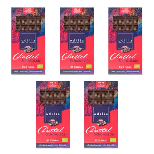 Odilia Dunkle Verführung: 70g Bio Dattel Schokolade | & Vegan und Ohne raffinierten Zucker (Dattelsüße) | 85% Kakao | Handgefertigt Made in Germany (5) von odilia
