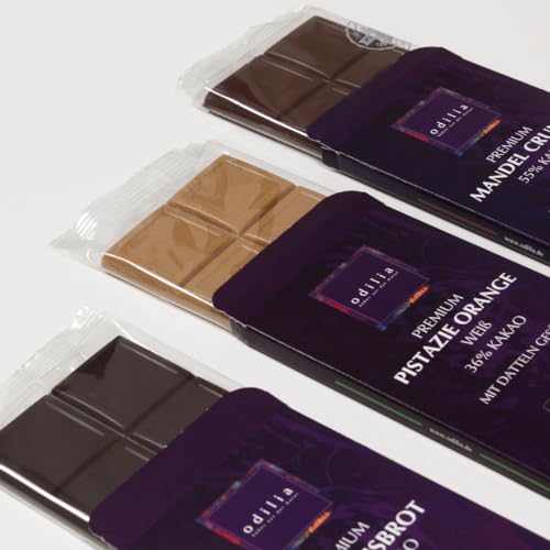 Schokolade "Mix" | MIT DATTELN gesüßt | vegan - bio - glutenfrei | odilia | 6 x PREMIUM Dattel-Schokolade ohne zugesetztem Zucker | rein pflanzlich | 6 x 70 Gramm von odilia