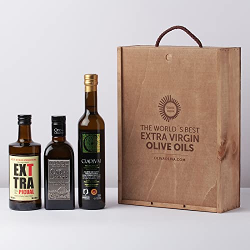 Die Besten Nativen Olivenöle Extra der Welt (Olive Japan 2021) - Packung mit 3 Flaschen à 500 ml (Holzkiste). von olivaoliva