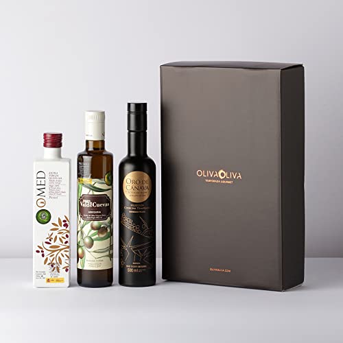 3 Beste Native Olivenöle Extra von Spanien 2021 - Packung mit 3 Flaschen à 500 ml (Kartonverpackung) von olivaoliva