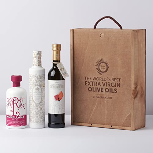 Die besten Nativen Olivenöle Extra der Welt (Der Feinschmecker Magazine Olio Award 2021) - Packung mit 3 Flaschen à 500 ml (Holzkiste) von olivaoliva