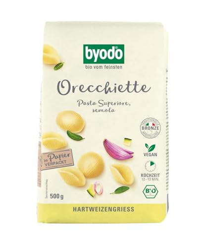 Byodo Orecchiette Hell Semola 500g - BIO Premium Pasta, Original aus Apulien, DE-ÖKO-013 - Perfekt für al-dente Genuss & ausgezeichnete Sauce-Aufnahme von Byodo
