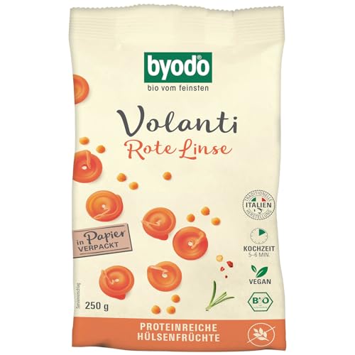 BIO-Volanti aus roten Linsen von Byodo im 250g-Pack - Vegane & vegetarische Pasta, protein- & ballaststoffreich, glutenfrei, nussiges Aroma, schnell kochend, traditionell italienisch BIO-Volanti aus roten Linsen von Byodo im 250g-Pack - Vegane & vegetarische Pasta, protein- & ballaststoffreich, glutenfrei, nussiges Aroma, schnell kochend, traditionell italienisch von Byodo